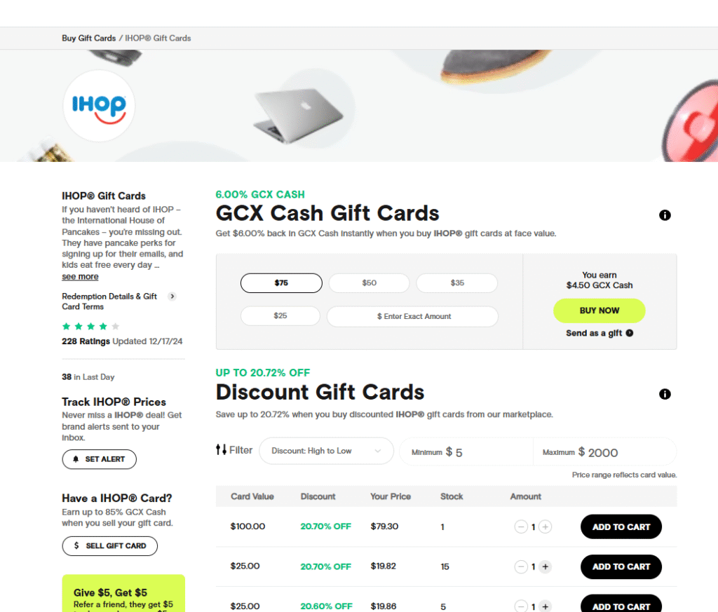 Raise GCX Rewards – earn cashback with gift card purchases
