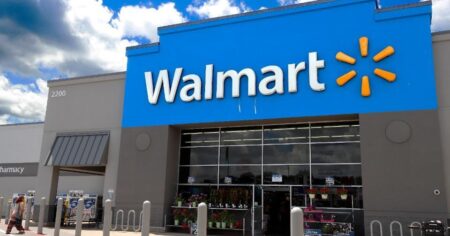 Walmart store entrance with digital and paper. how to use coupons at Walmart